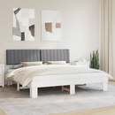 vidaXL Ágykeret Kárpitozott Fejtámlával Világosszürke 200 x 200 cm