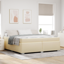 vidaXL Ágykeret matracmal Krém 200 x 200 cm szövet