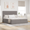 vidaXL Tárolós Ágy fejtámlával tárolóval Tópszínű 180 x 200 cm Szövet