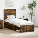 vidaXL Ágykeret fejtámlával Füstölt tölgy 75 x 190 cm Tömör fenyőfa