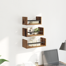 vidaXL Fali polc készlet polcokkal 3 pcs Öreg fa 40x16x14cm Faanyag