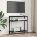 vidaXL Konzolasztal polcokkal Fekete tölgy 75 x 29 x 75 cm Faanyag