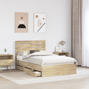 vidaXL Ágykeret fiókkal tárolóval Sonoma tölgy 120 x 190 cm Mérnöki Fa