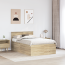 vidaXL Ágykeret fejtámlával Sonoma tölgy 120 x 200 cm Faanyag
