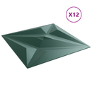 vidaXL Fali panelek Csillag 12 pcs Csillag Zöld 50 x 50 cm XPS Hab