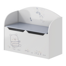 Játéktároló láda tárhellyel, fehér, BEAR