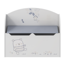 Játéktároló láda tárhellyel, fehér, BEAR