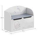 Játéktároló láda tárhellyel, fehér, BEAR