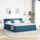 vidaXL LED tárolós ágy matraccal Sötét kék 200 x 200 cm Bársony