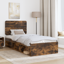 vidaXL Ágykeret fejtámlával Füstölt tölgy 75 x 190 cm Tömör fenyőfa
