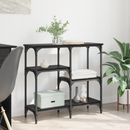 vidaXL Konzolasztal polcokkal Fekete tölgy 80 x 29 x 75 cm Faanyag