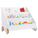 Gyerek könyvespolc kerekekkel, fehér, BERUS