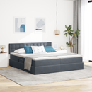 vidaXL LED tárolós ágy matraccal Sötétszürke 180 x 200 cm Bársony