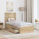 vidaXL Ágykeret fejtámlával Sonoma tölgy és ezüst 70 x 190 cm Faanyag