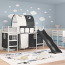 vidaXL Gyerekek Loft Ágykerete Fehér és fekete 75 x 190 cm Fém