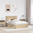 vidaXL Tárolós Ágy fejtámlával Sonoma tölgy 120 x 200 cm Faanyag