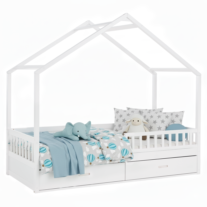 Montessori ágy, 90x200, fehér, tömör, BIANKA