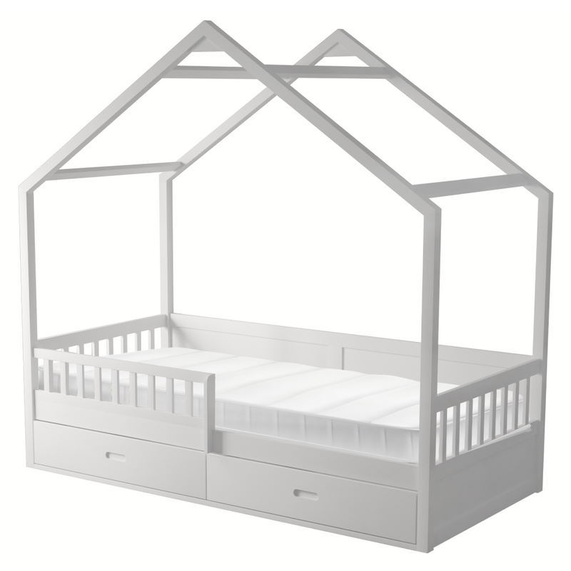 Montessori ágy, 90x200, fehér, tömör, BIANKA