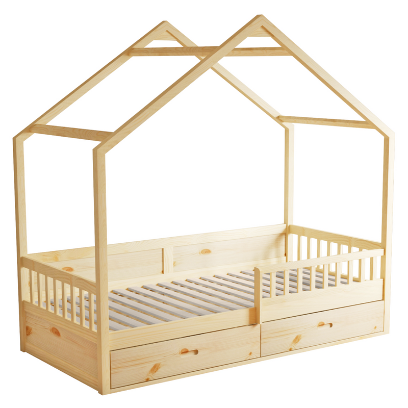 Montessori ágy, 90x200, természetes, tömör, BIANKA