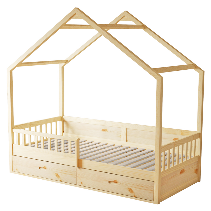 Montessori ágy, 90x200, természetes, tömör, BIANKA