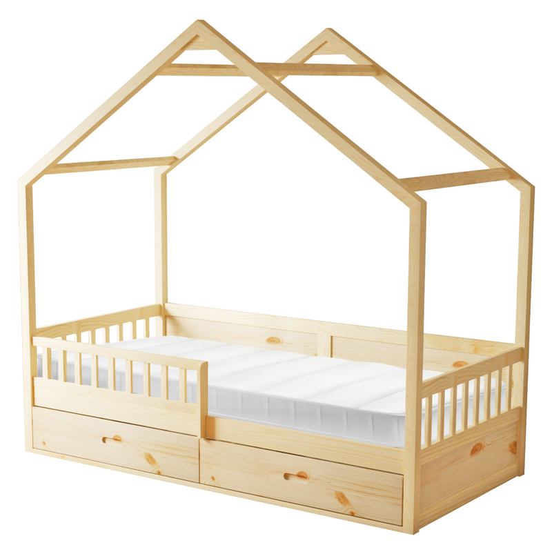 Montessori ágy, 90x200, természetes, tömör, BIANKA