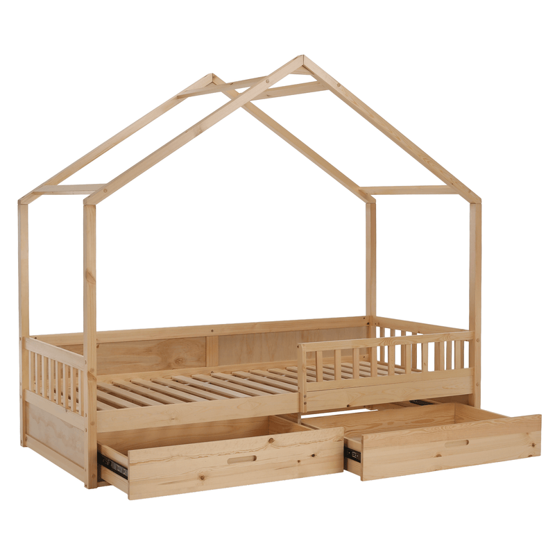 Montessori ágy, 90x200, természetes, tömör, BIANKA