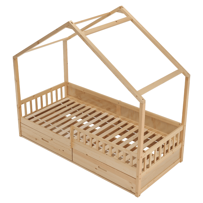 Montessori ágy, 90x200, természetes, tömör, BIANKA