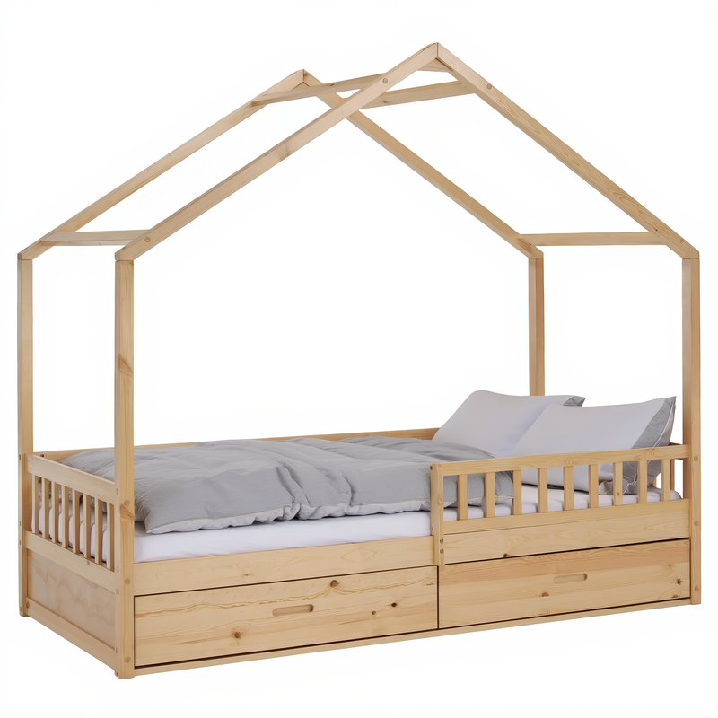 Montessori ágy, 90x200, természetes, tömör, BIANKA