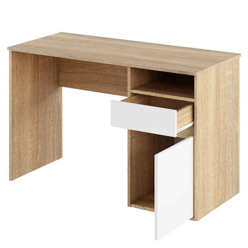 PC asztal, sonoma tölgy/fehér, BILI NEW