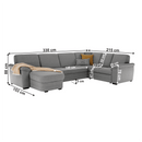 Ülőgarnitúra U alakban, szövet szürke, balos, BITER U