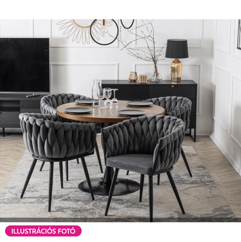 Étkezőszék, sötétszürke Velvet szövet/fekete, BLER