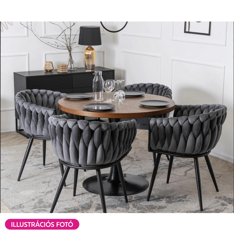 Étkezőszék, sötétszürke Velvet szövet/fekete, BLER