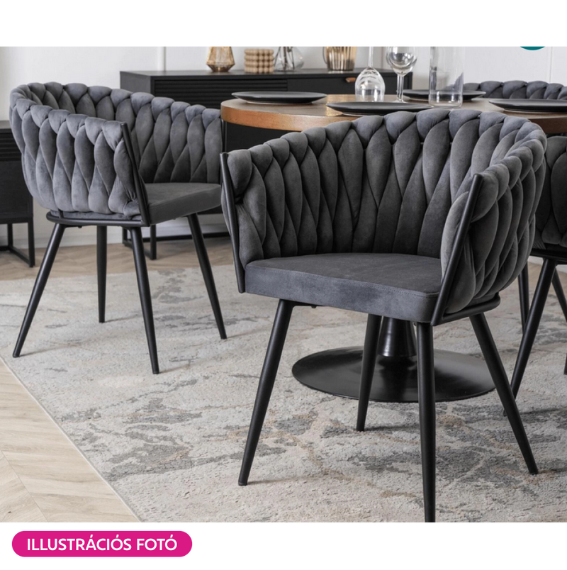 Étkezőszék, sötétszürke Velvet szövet/fekete, BLER
