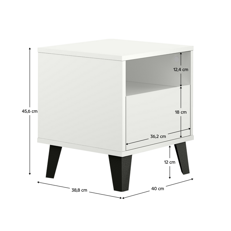 Éjjeliszekrény, fehér, BOGAN NEW 1S