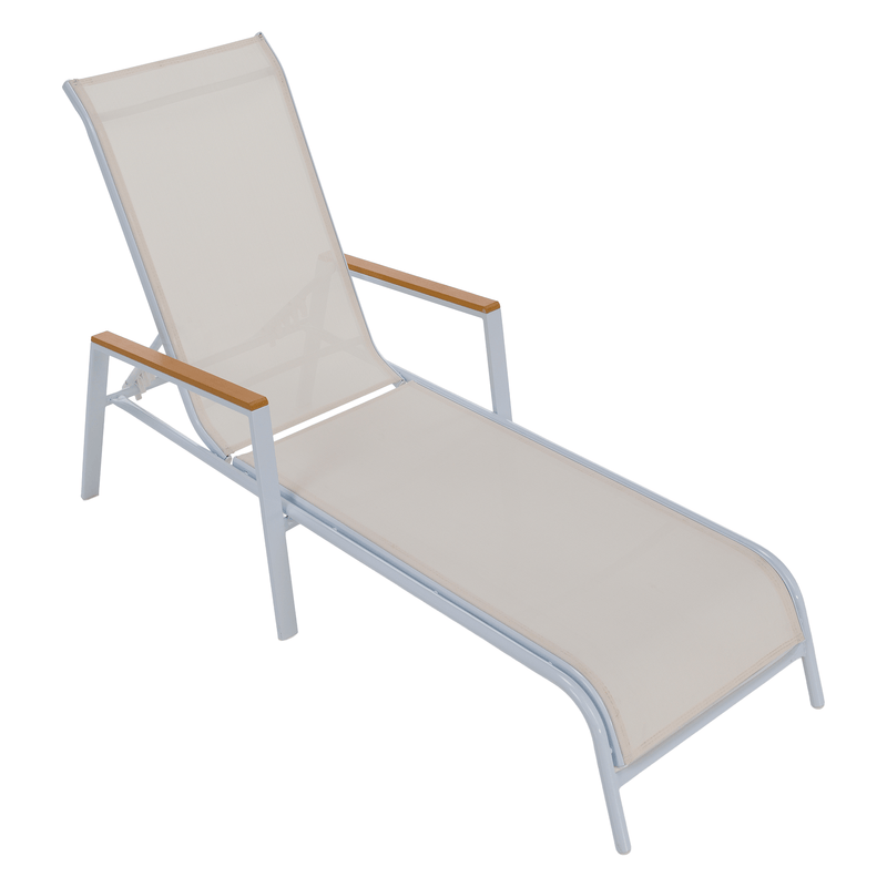 Kerti nyugágy, fehér acél/tölgy, BONTO