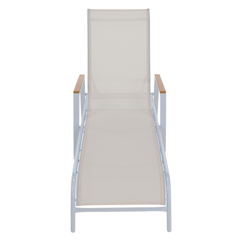 Kerti nyugágy, fehér acél/tölgy, BONTO