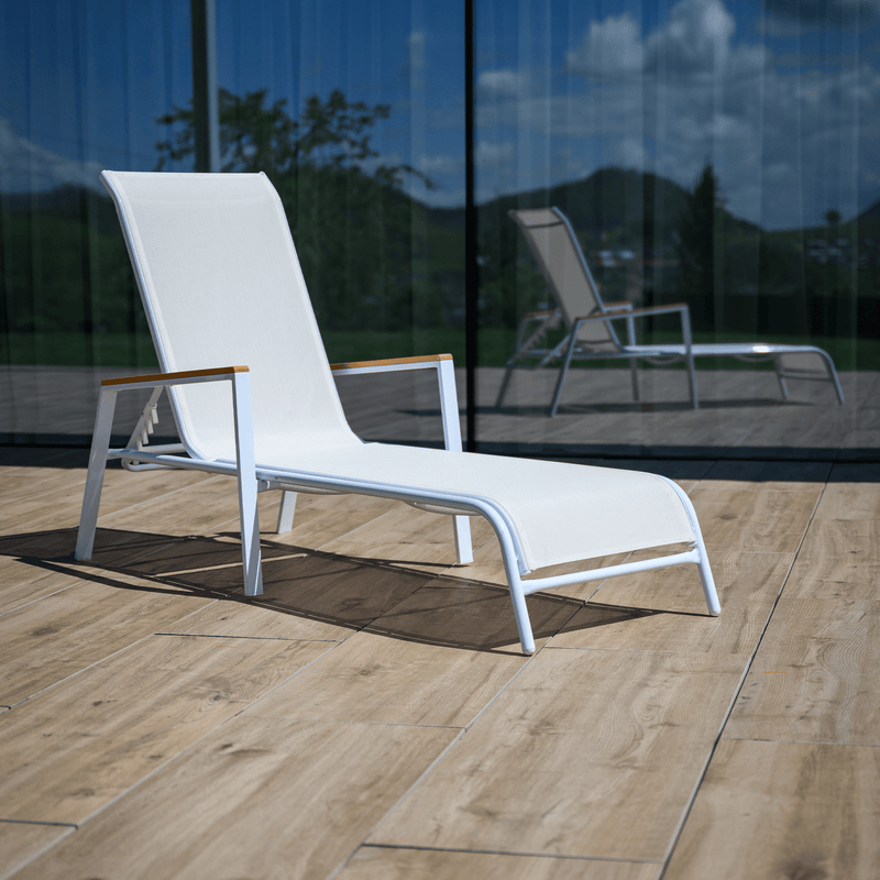 Kerti nyugágy, fehér acél/tölgy, BONTO