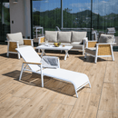 Kerti nyugágy, fehér acél/tölgy, BONTO