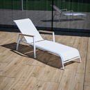 Kerti nyugágy, fehér acél/tölgy, BONTO