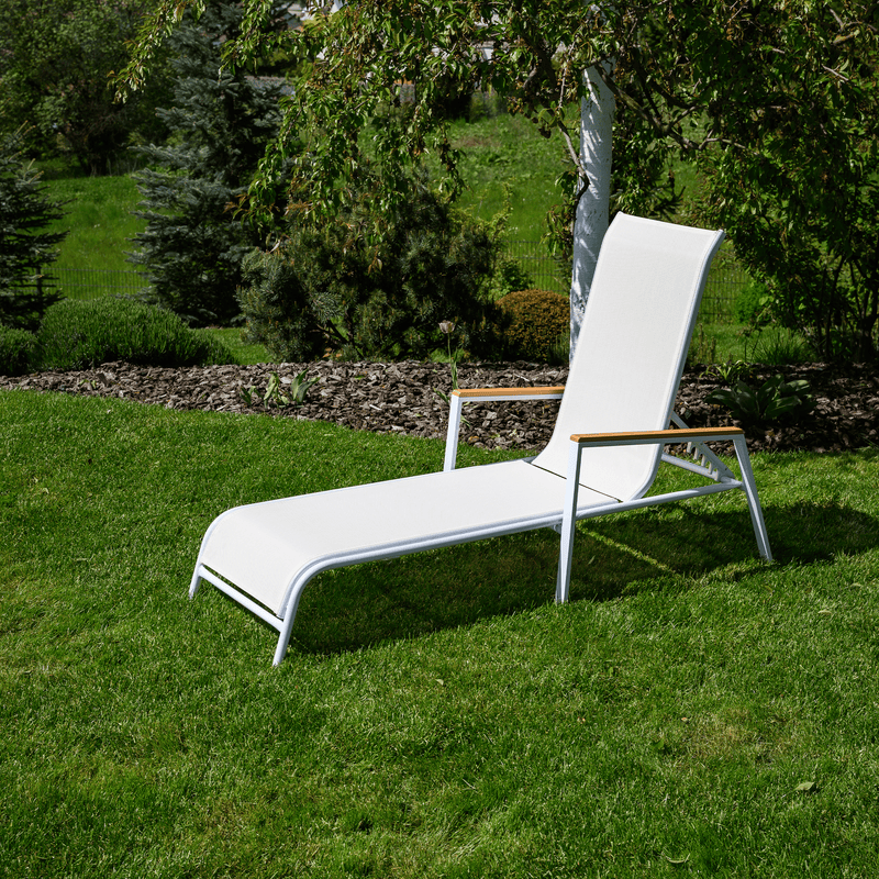 Kerti nyugágy, fehér acél/tölgy, BONTO