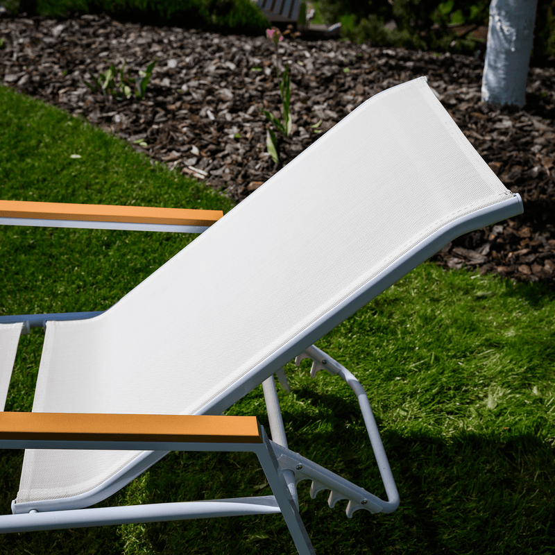 Kerti nyugágy, fehér acél/tölgy, BONTO