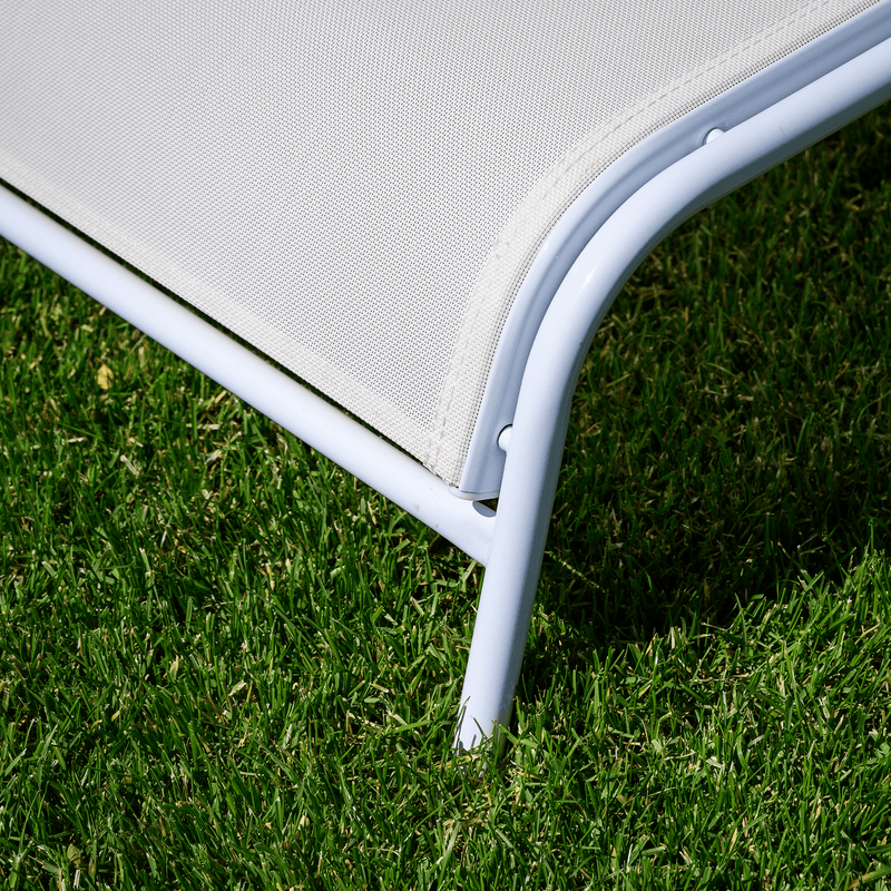 Kerti nyugágy, fehér acél/tölgy, BONTO