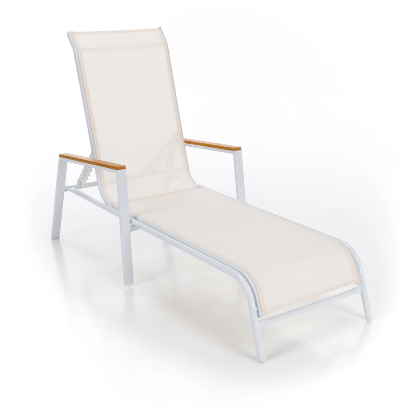 Kerti nyugágy, fehér acél/tölgy, BONTO