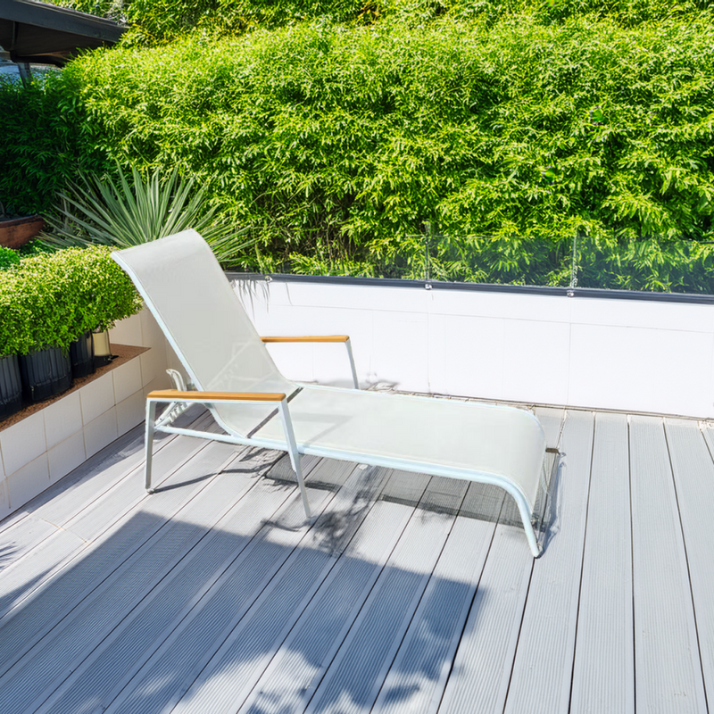 Kerti nyugágy, fehér acél/tölgy, BONTO