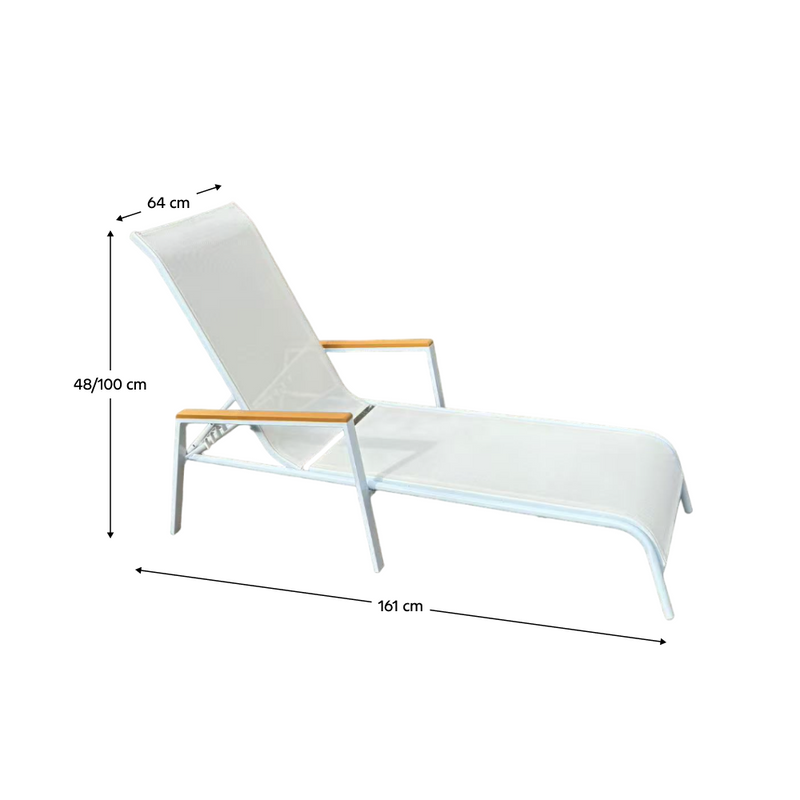 Kerti nyugágy, fehér acél/tölgy, BONTO