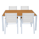 Kerti asztal, fehér acél/tölgy, BONTO