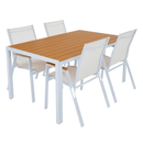 Kerti asztal, fehér acél/tölgy, BONTO