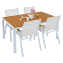 Kerti asztal, fehér acél/tölgy, BONTO