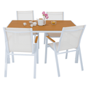 Kerti asztal, fehér acél/tölgy, BONTO