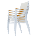 Kerti rakásolható szék, fehér acél/tölgy, BONTO